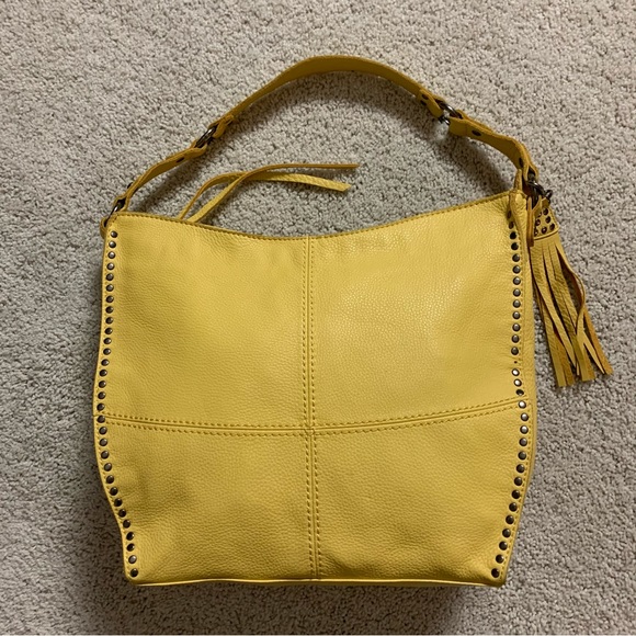 The Sak Bags The Sak Butter Yellow Pebble Grain Leather Sunlight Saratoga Shoulder Bag Purse